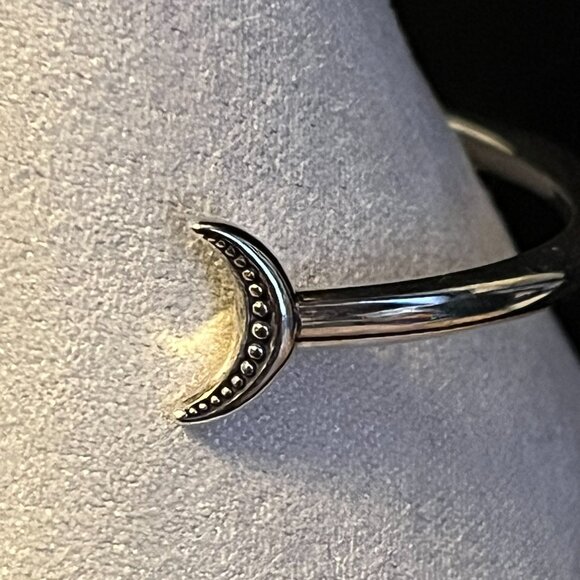 Sterling Silver Pandora Moments Moon & Stars Open Bangle Bracelet – Size Medium - Picture 6 of 13
